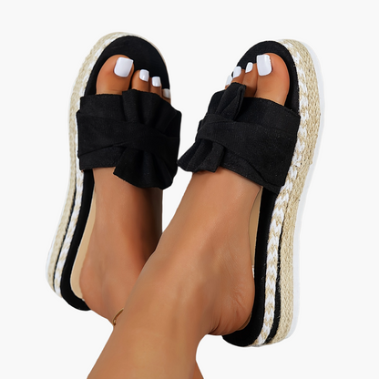 Sandales à plateforme nœud style espadrille femme confort été décontracté