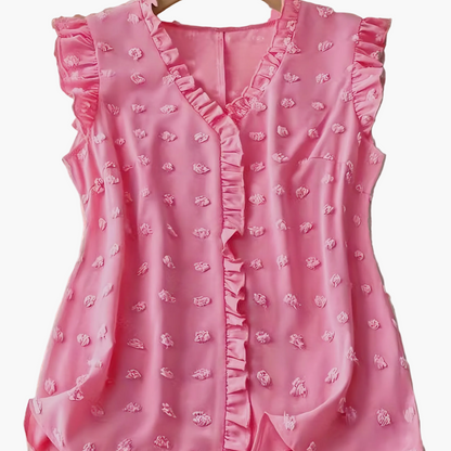 Elegant blus för kvinnor med volanger, avslappnad chic stil för vardagen