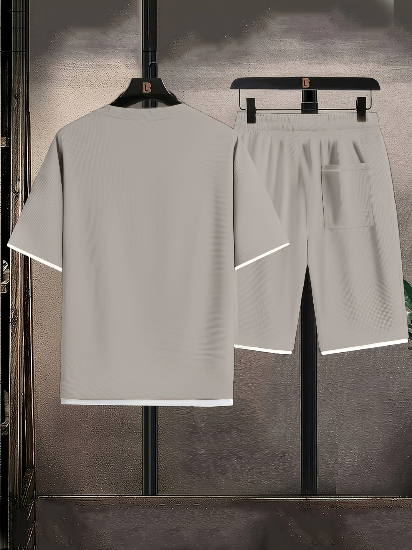 Men's casual sportswear style set, round neck, summer