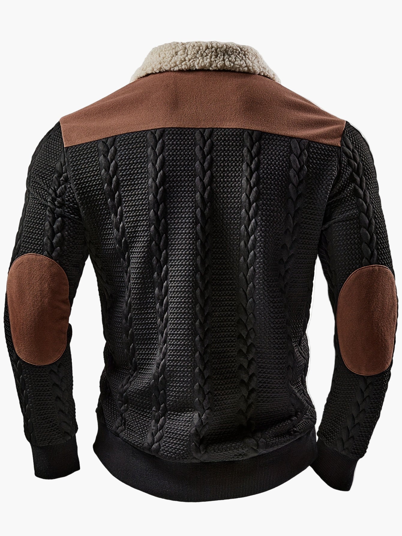 Herrtröja med sherpakrage och dragkedja, casual urban stil