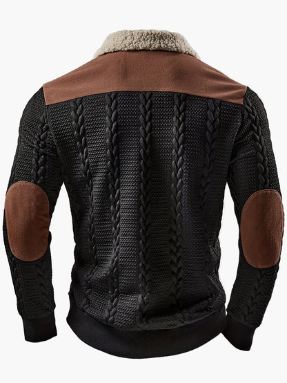 Herrtröja med sherpakrage och dragkedja, casual urban stil