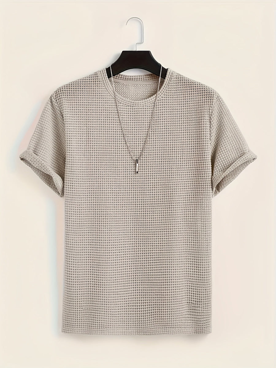 T-shirt décontracté à manches courtes pour homme style moderne avec texture ajourée