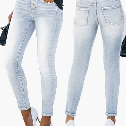 Jean skinny taille haute femme style street élégant pour toutes saisons
