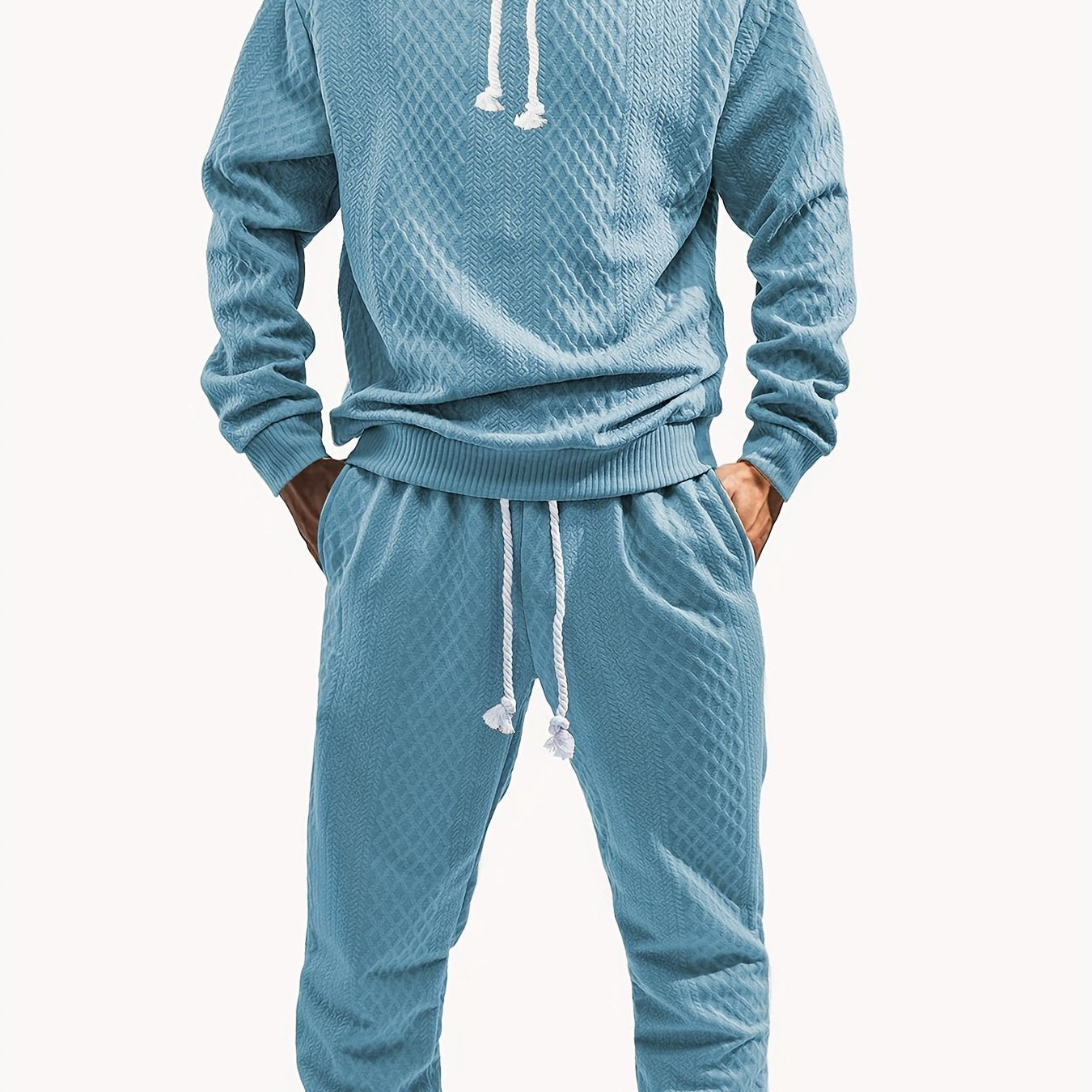Ensemble Survêtement Homme à Capuche Texture Chevron et Losange – Style Décontracté