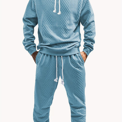Ensemble Survêtement Homme à Capuche Texture Chevron et Losange – Style Décontracté