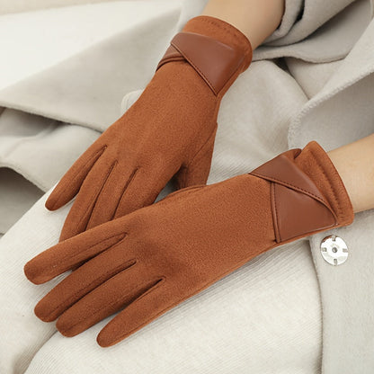 Gants Femme Hiver Chauds avec Manchette Décorative Multicolore