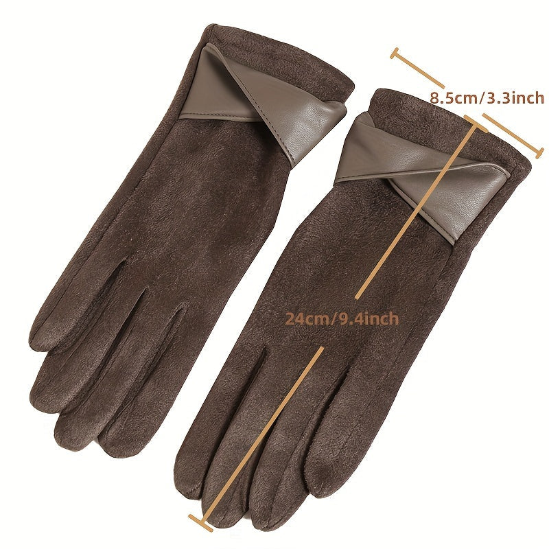 Gants Femme Hiver Chauds avec Manchette Décorative Multicolore