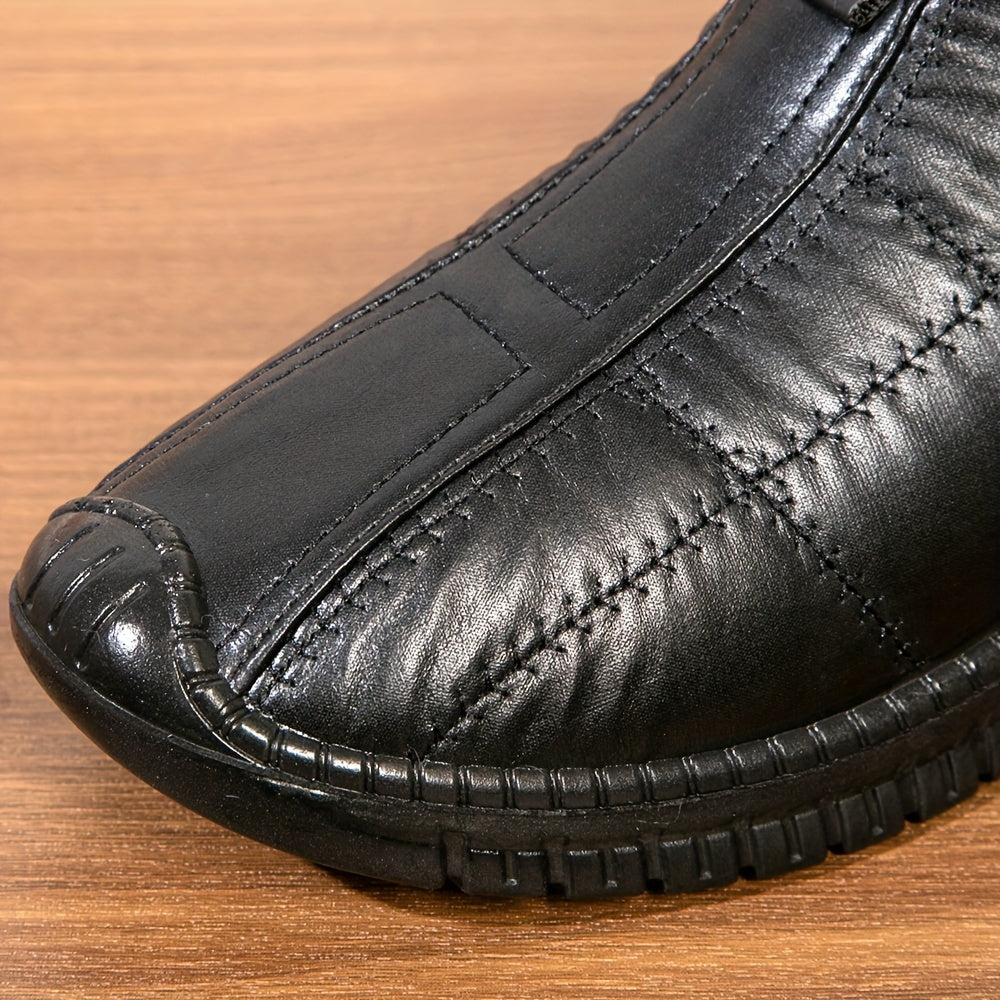 Chaussons Homme Doublés Chaussures Simples à Enfiler Hiver Noir