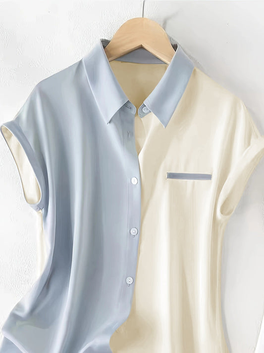 Ærmeløs damebluse med knapper i elegant stil til sommer