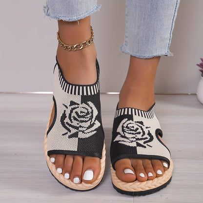 Sandales décontractées femme à motif floral pour été, style bohème chic, confort quotidien