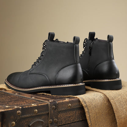 Bottes Chelsea pour homme à lacets, bout cap et fermeture éclair latérale, style décontracté chic