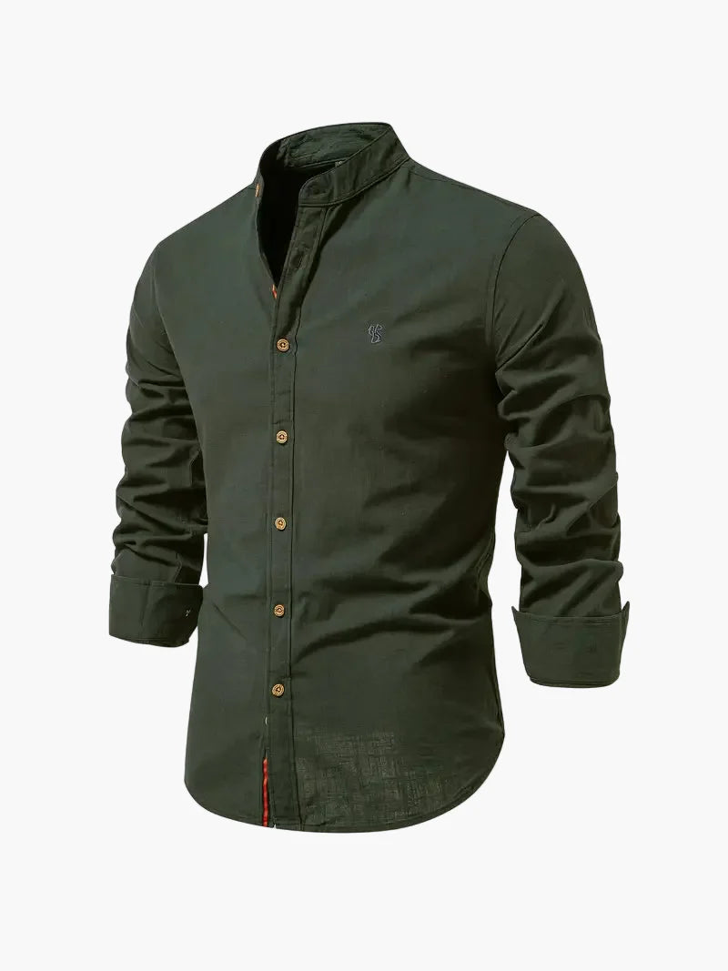 Herreskjorte med mao-krave og lange ærmer, elegant casual businessstil