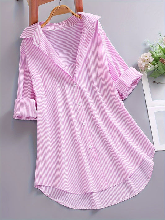 Loose striped shirt for women – Casual style for office or leisure