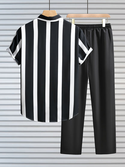 Camisa de Rayas Verticales Estilo Urbano para Hombre - Look Casual y a la Moda
