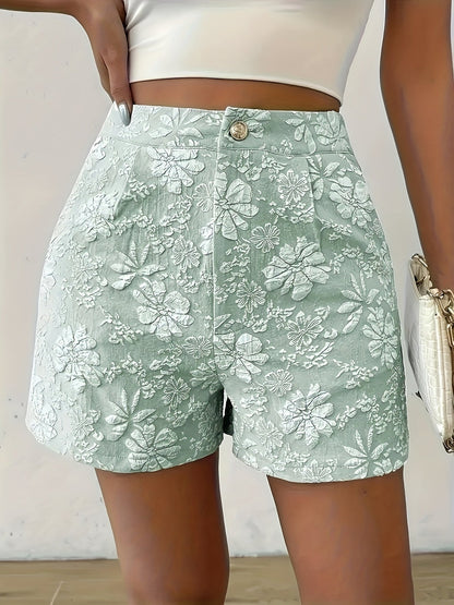 Short élégant femme taille haute brodé style chic pour l'été