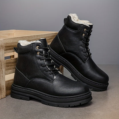 Bottes montantes homme fourrées chaudes à lacets, plusieurs coloris disponibles