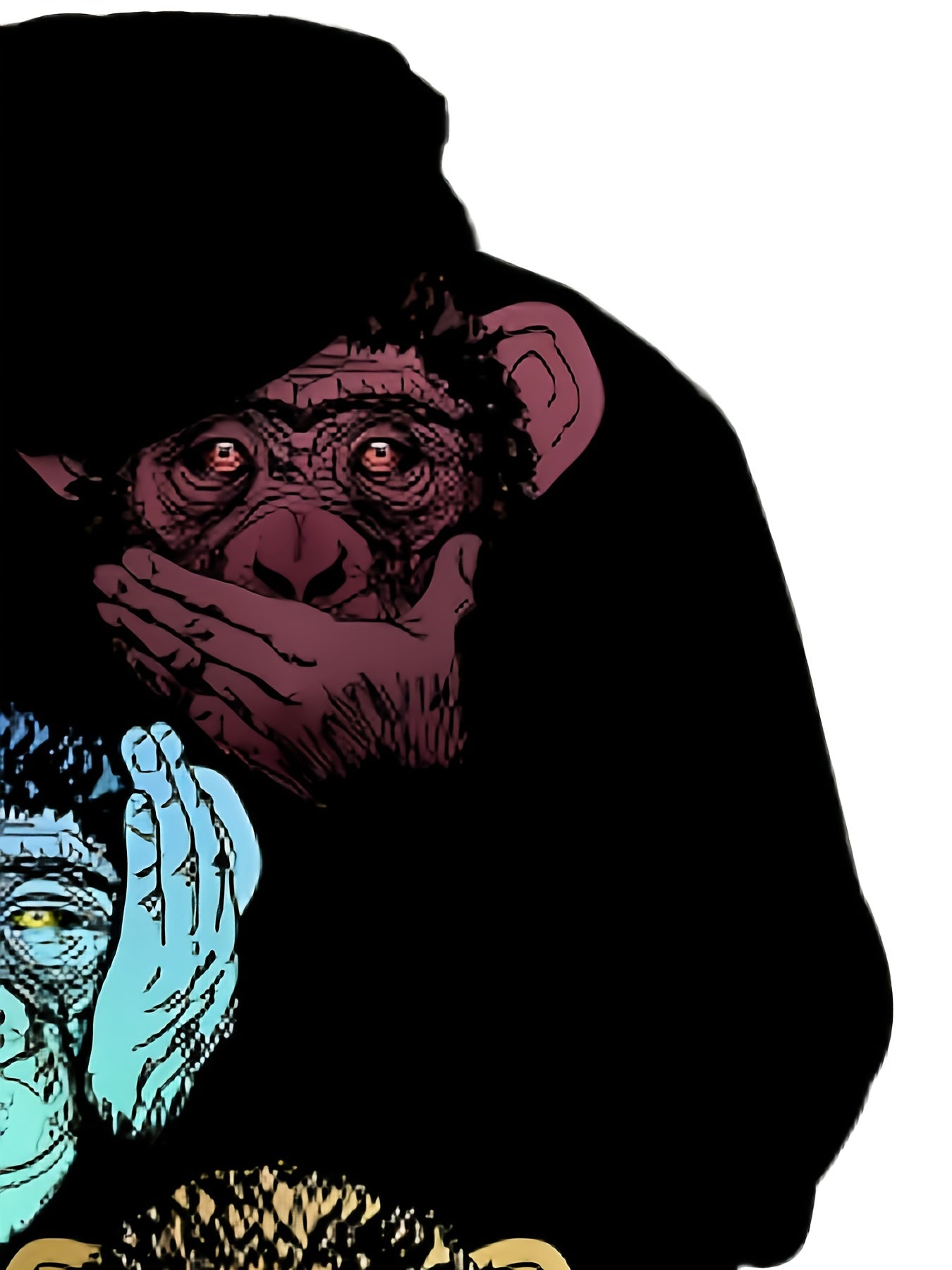Sweat à capuche noir unisexe motif singes de la sagesse imprimés