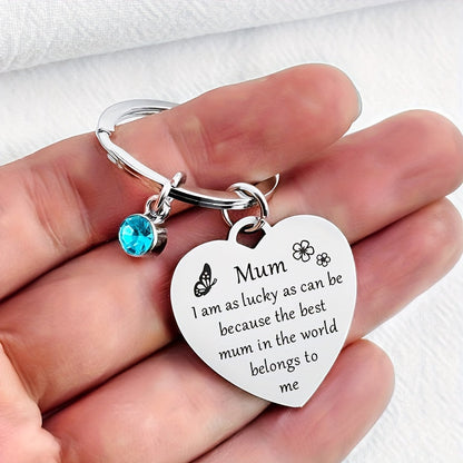 Porte-clés cœur pour femme – Cadeau sentimental fête des mères, message gravé pour maman