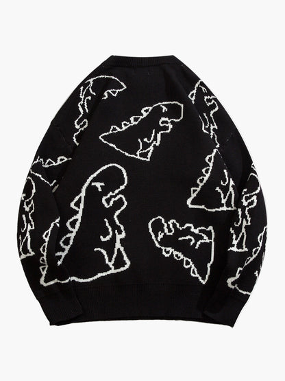 Sudadera casual con estampado de dinosaurio para adolescente masculino – estilo streetwear de moda