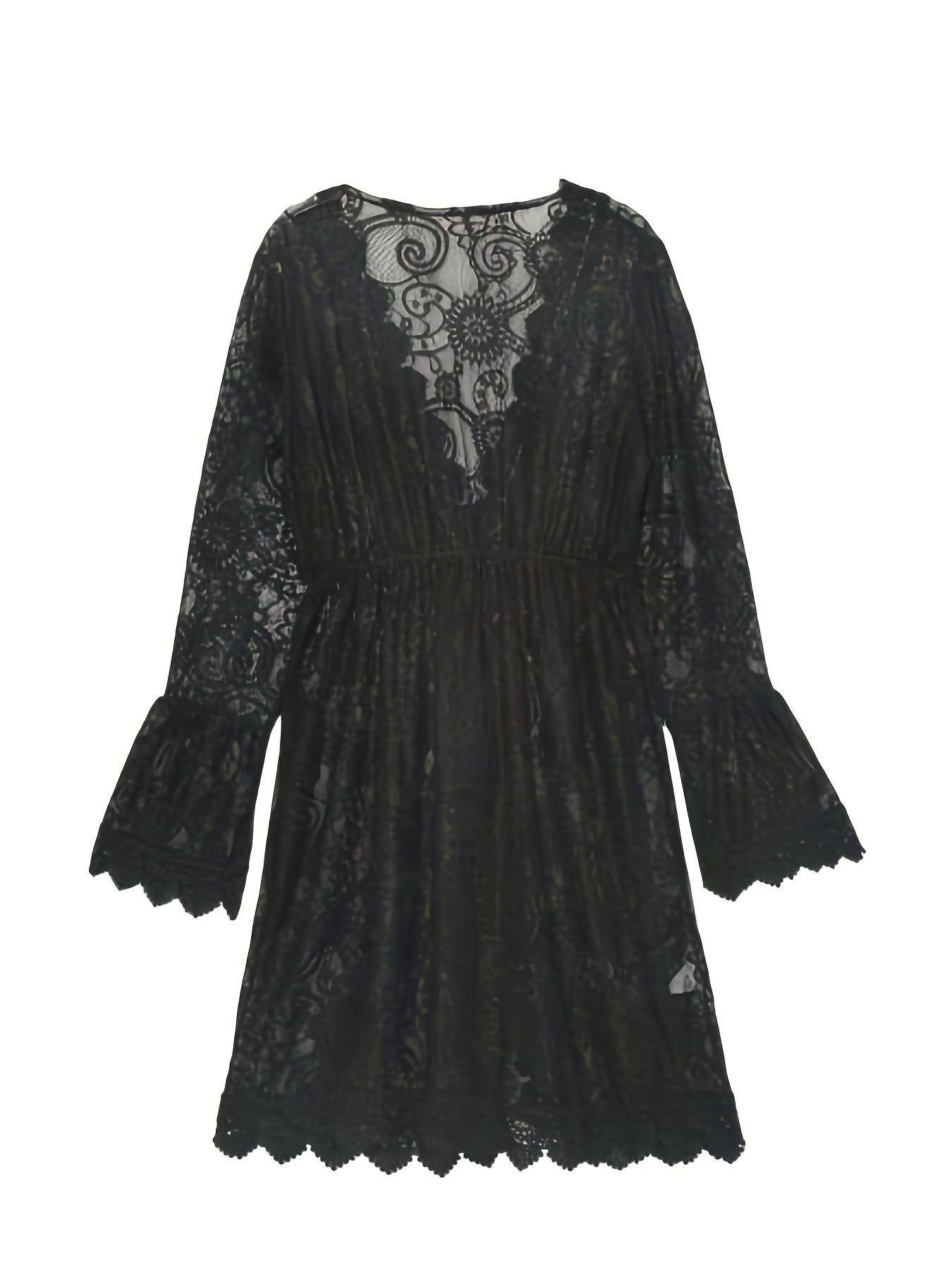 Tunique de plage chic pour femme style bohème à manches longues – idéale vacances et bord de mer