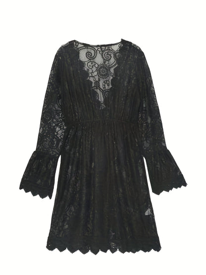 Tunique de plage chic pour femme style bohème à manches longues – idéale vacances et bord de mer