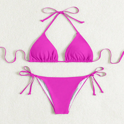 Leah – Solid Tie Bikini Swimsuit