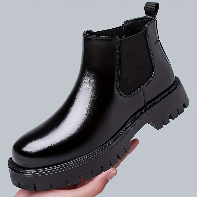 Bottes Chelsea noires à semelle crantée basses pour homme, style bottines classiques