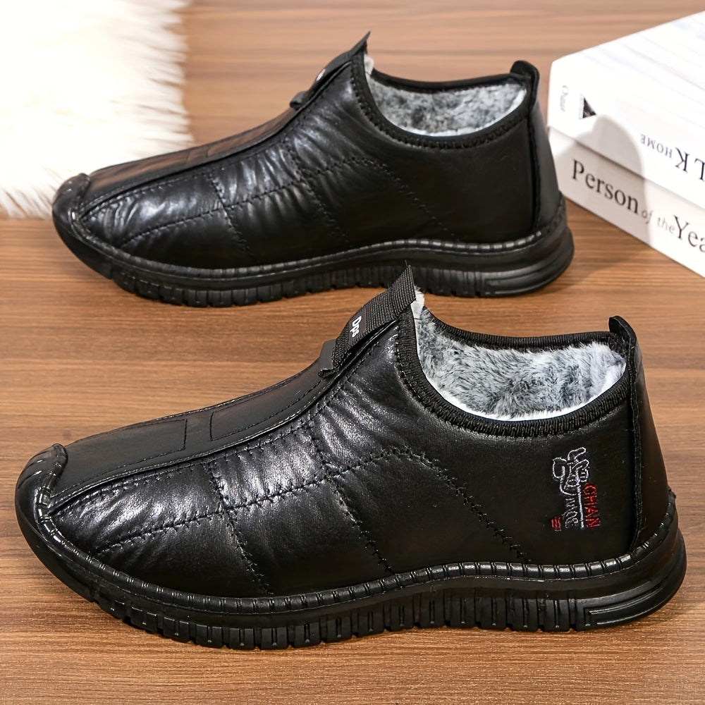 Chaussons Homme Doublés Chaussures Simples à Enfiler Hiver Noir