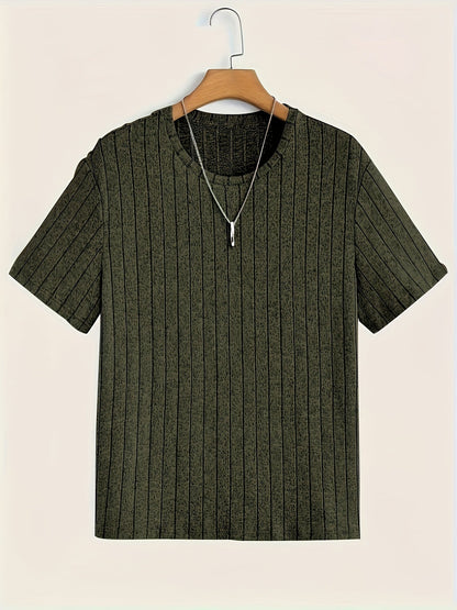 T-shirt à manches courtes pour homme style moderne à rayures texturées – Casual chic et polyvalent