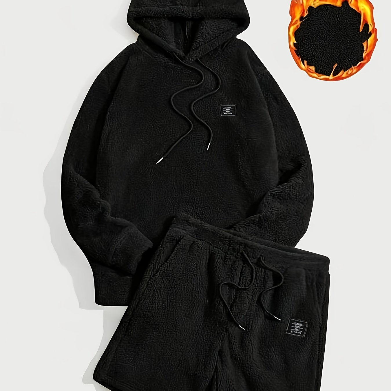 Ensemble Homme Doux Hoodie et Short Molletonné Gris Clair