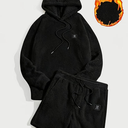 Ensemble Homme Doux Hoodie et Short Molletonné Gris Clair