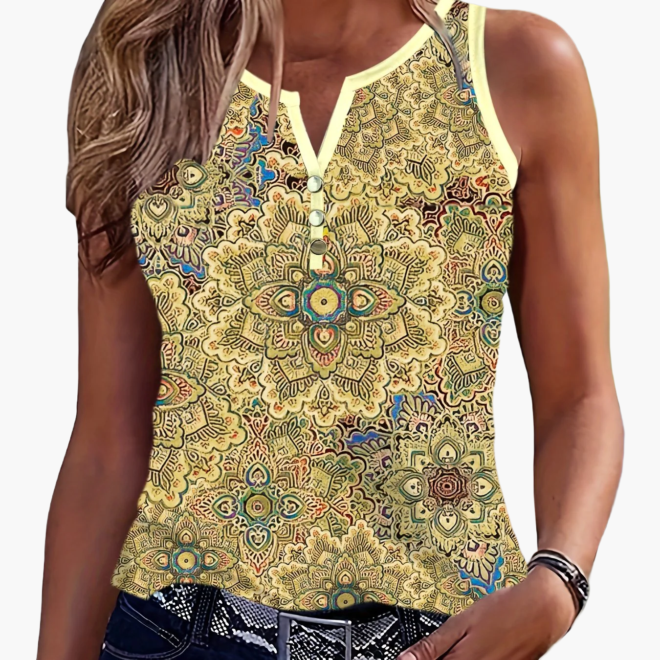 Top bohémien chic da donna, stile etnico, elegante e casual