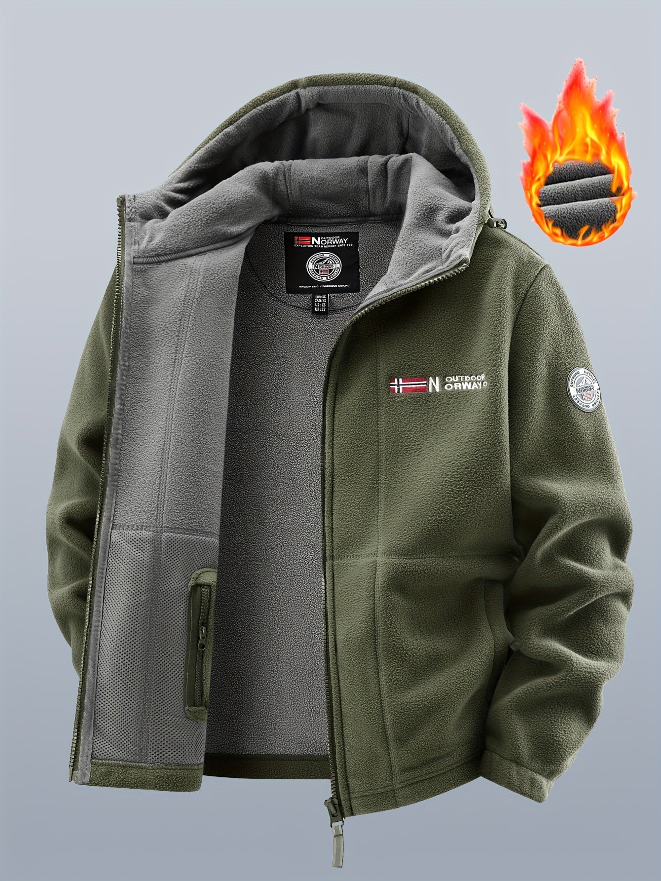 Veste polaire à capuche homme Bleu marine double épaisseur extérieur