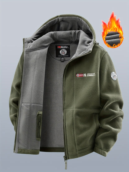 Veste polaire à capuche homme Bleu marine double épaisseur extérieur