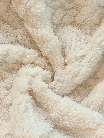 Gilet sans manches à capuche doux texture chevronné couleur crème