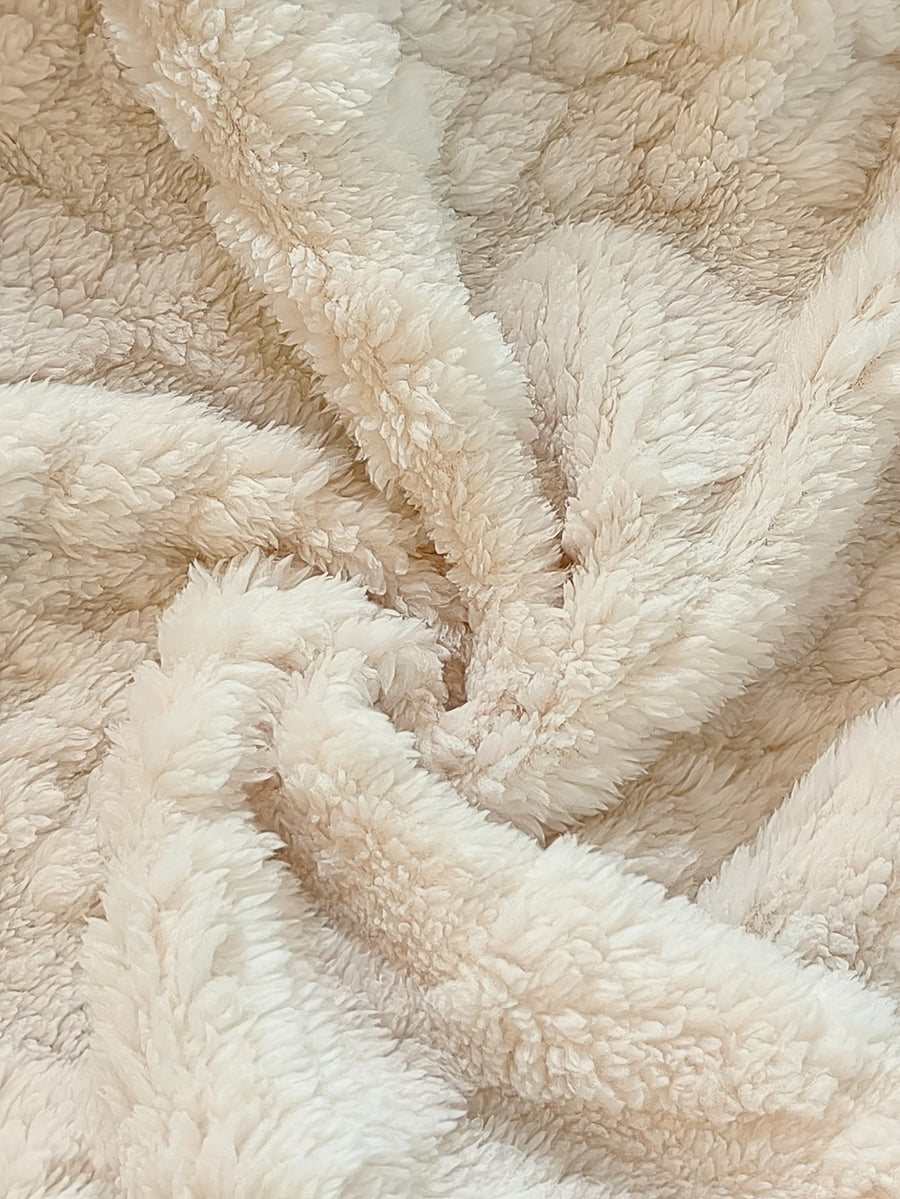 Gilet sans manches à capuche doux texture chevronné couleur crème