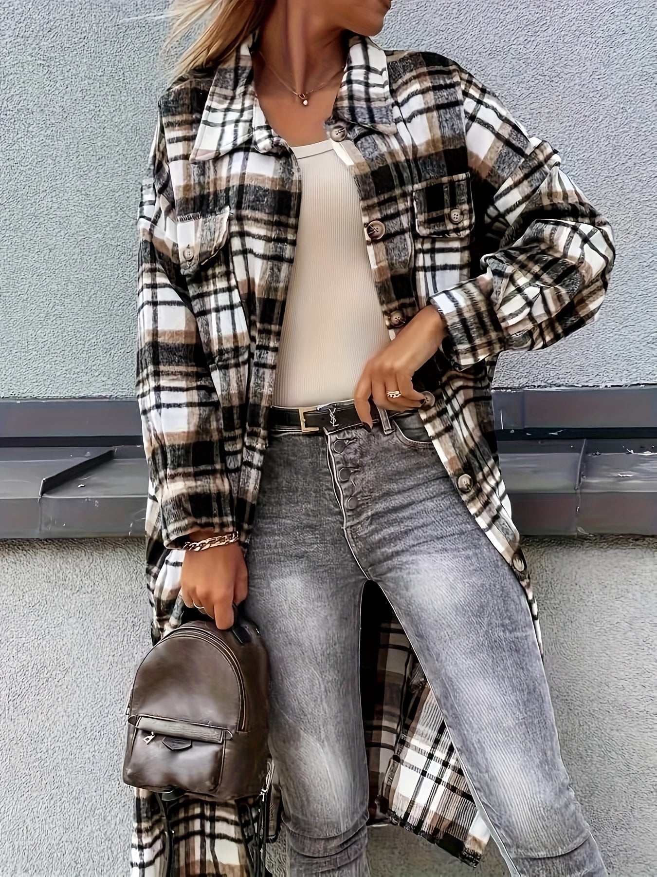 Chaqueta Camisa de Cuadros Estilo Casual para Mujer - Ideal para Media Temporada