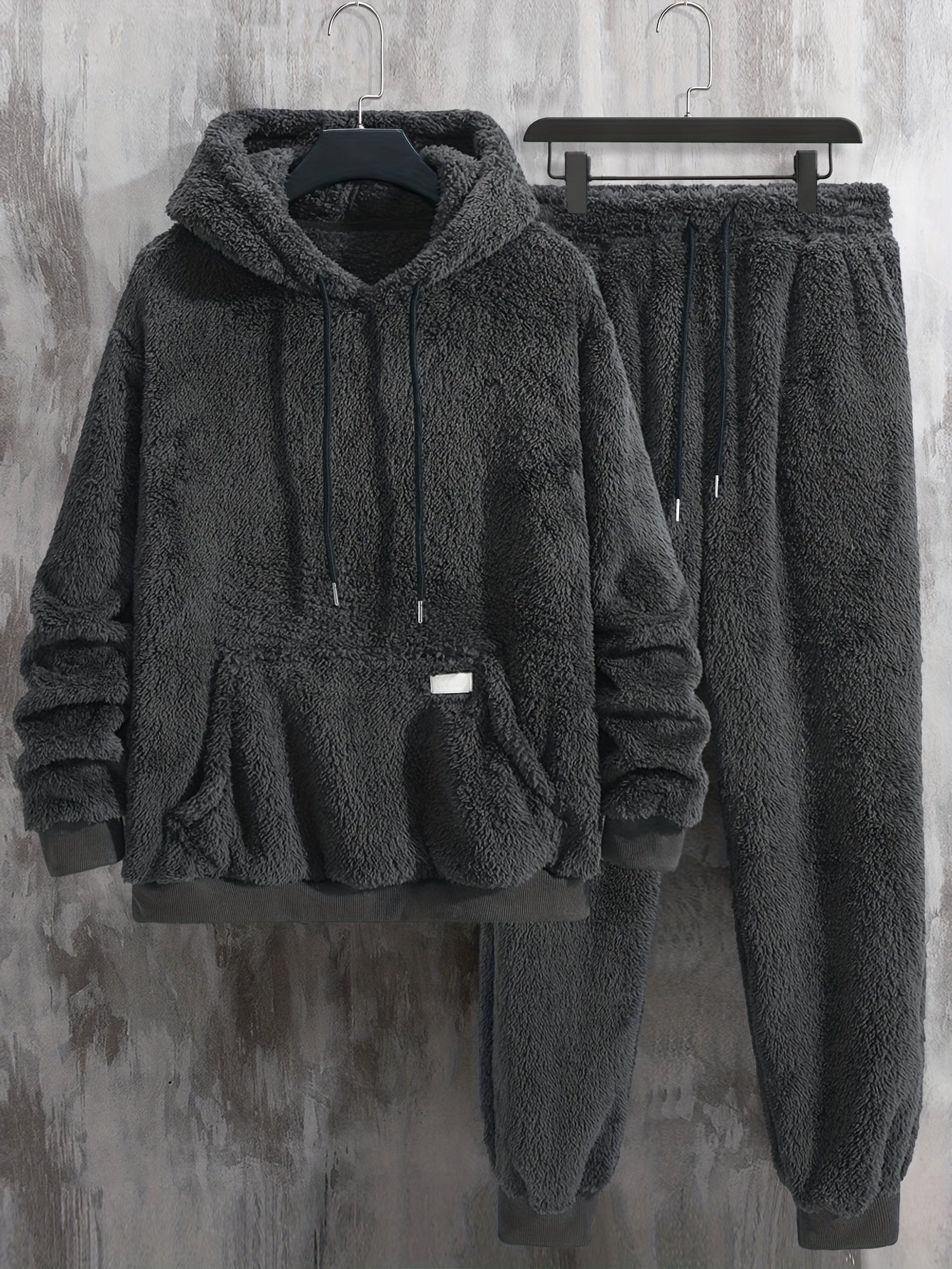 Ensemble Homme Loungewear Molleton Capuche et Pantalon Teddy Poil Long