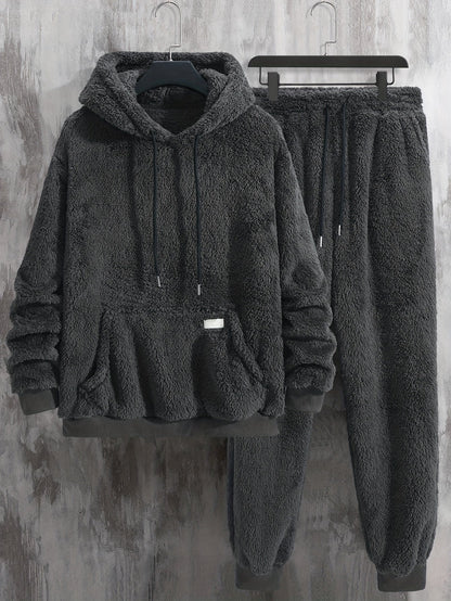 Ensemble Homme Loungewear Molleton Capuche et Pantalon Teddy Poil Long