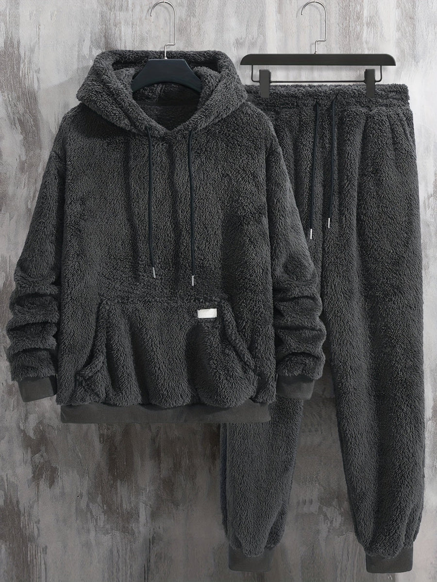 Ensemble Homme Loungewear Molleton Capuche et Pantalon Teddy Poil Long