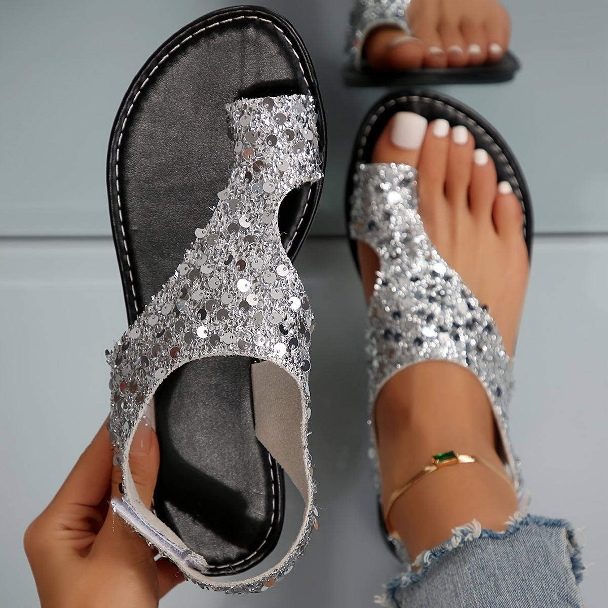 Sandales élégantes pour femme à bout séparé style décontracté d'été