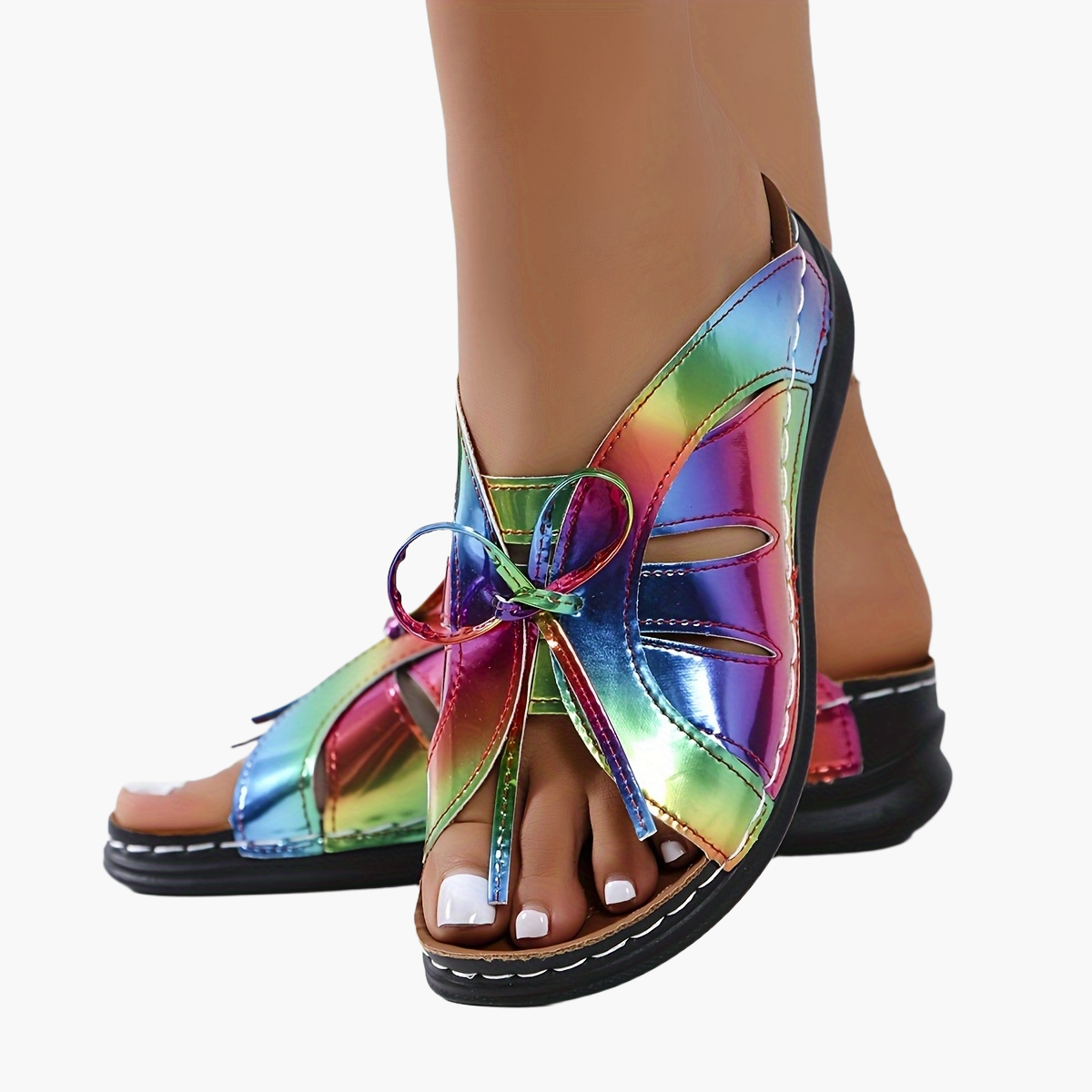 Sandales décontractées à plateforme pour femme – Style estival confortable à enfiler, bout ouvert