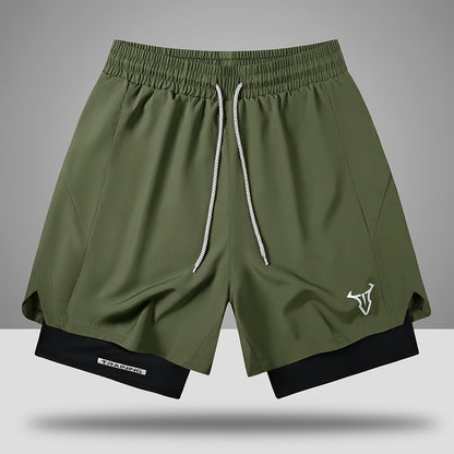 Short de sport homme entraînement double couche style moderne pour fitness et course à pied