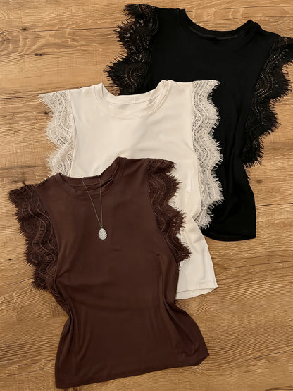 Débardeur femme chic à volants en dentelle – Style élégant pour l'été
