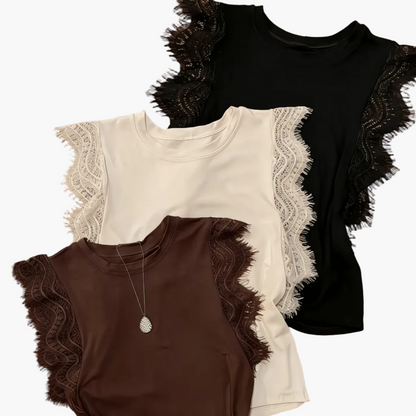 Débardeur femme chic à volants en dentelle – Style élégant pour l'été