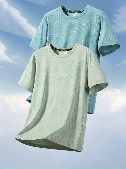 Atmungsaktives Herren-T-Shirt im tropischen Casual-Stil, kurzärmelig – 2er-Pack, ideal für den Sommer  