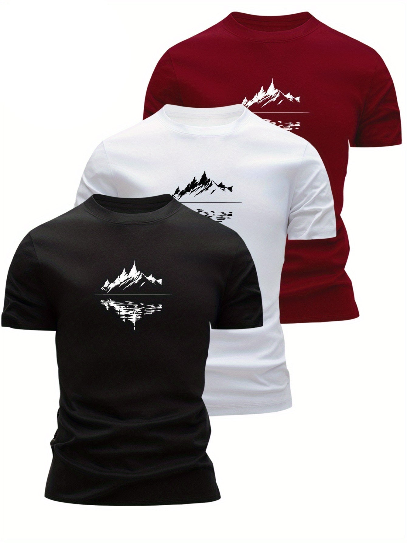 T-shirt Homme Style Graphique Montagne, Décontracté, Idéal pour Loisirs et Plein Air