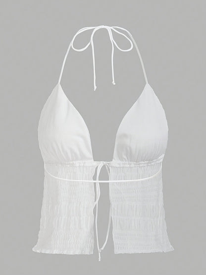 Top camisola mujer estilo halter chic para noche y playa