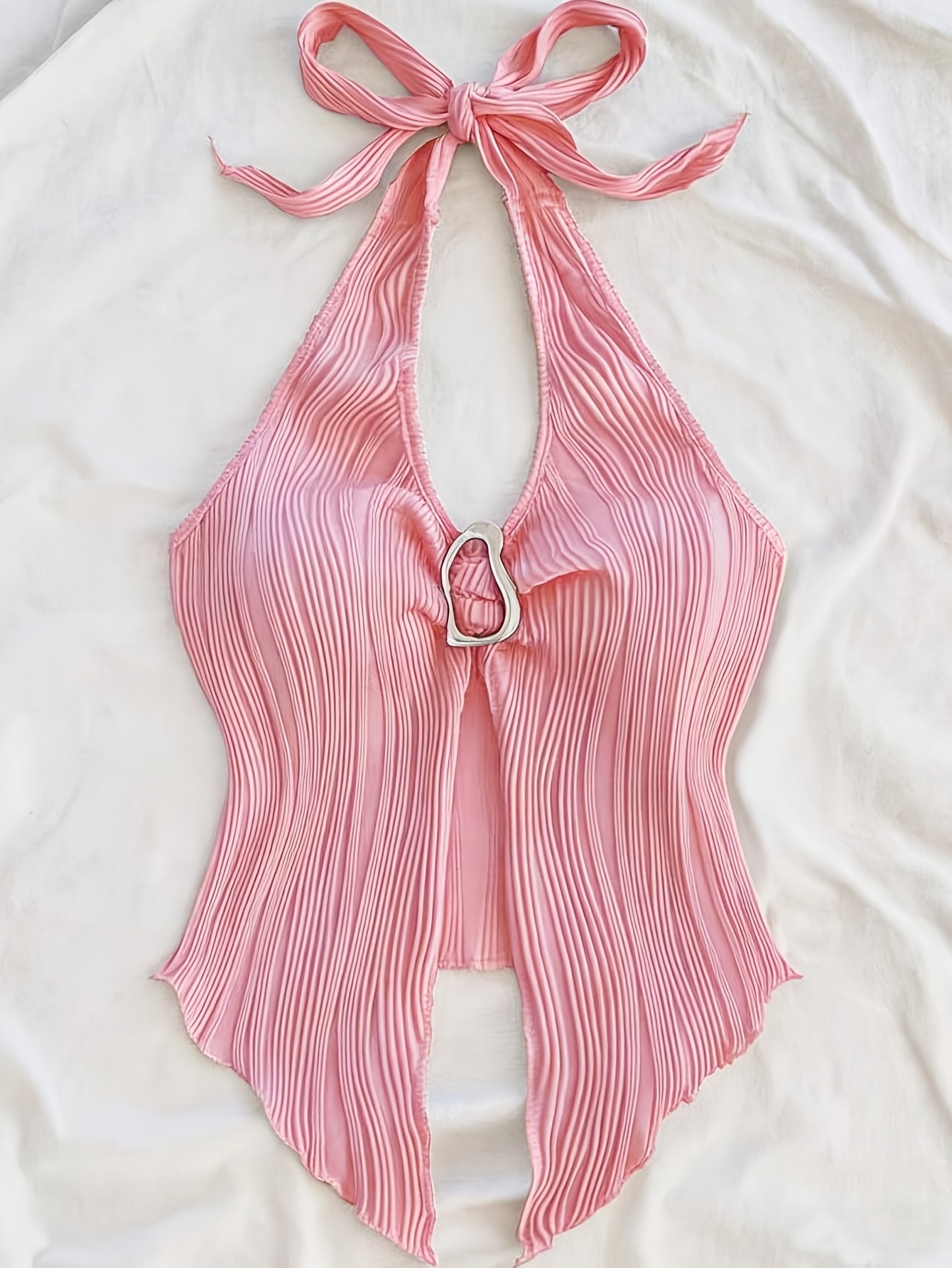 Top Femme Style Halter Élégant à Ourlet Asymétrique pour Sorties et Soirées