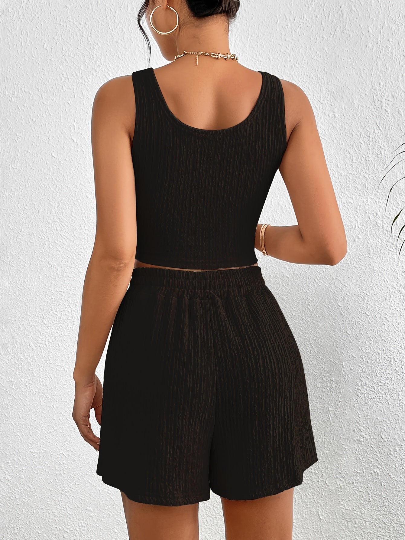Ensemble décontracté femme deux pièces top court et short style élégant pour l'été